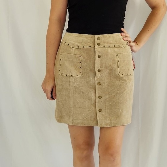 Y2K Deadstock Suede Mini Skirt - Picture 1 of 4